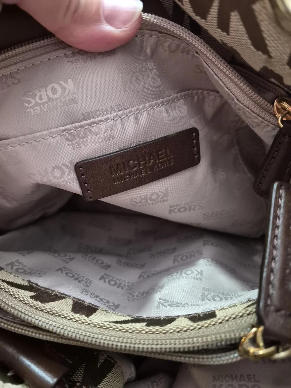 Michael Kors Brown Logo Drawstring Tote